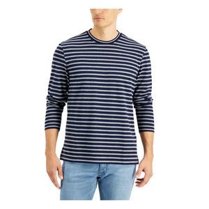 CLUBROOM Mens Navy Striped Crew Neck Shirt M